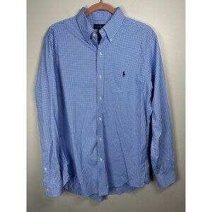 Ralph Lauren Classic Fit Performance Button Down Shirt  Size Large Blue White